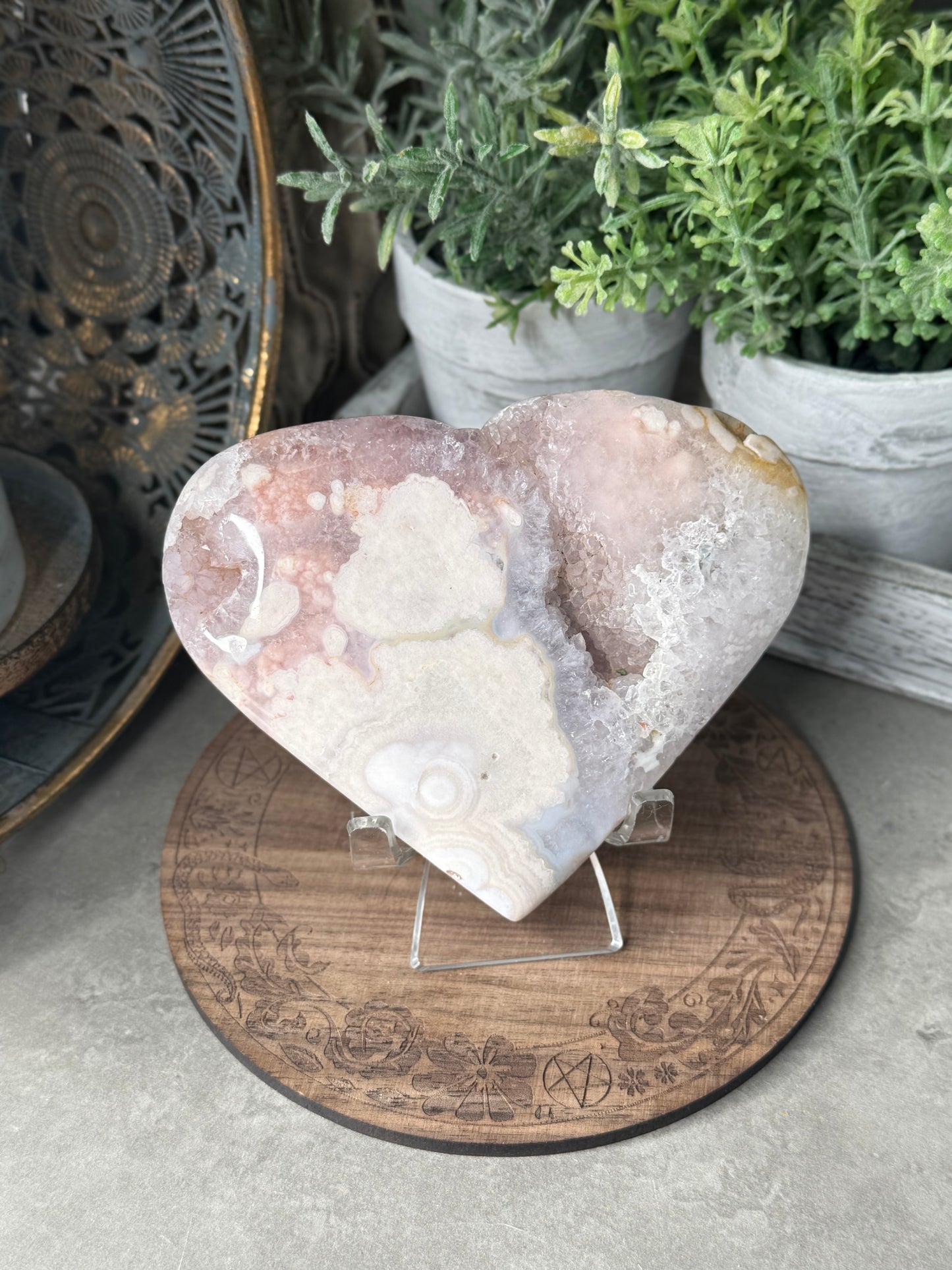 Druzy Pink Amethyst Crystal Heart