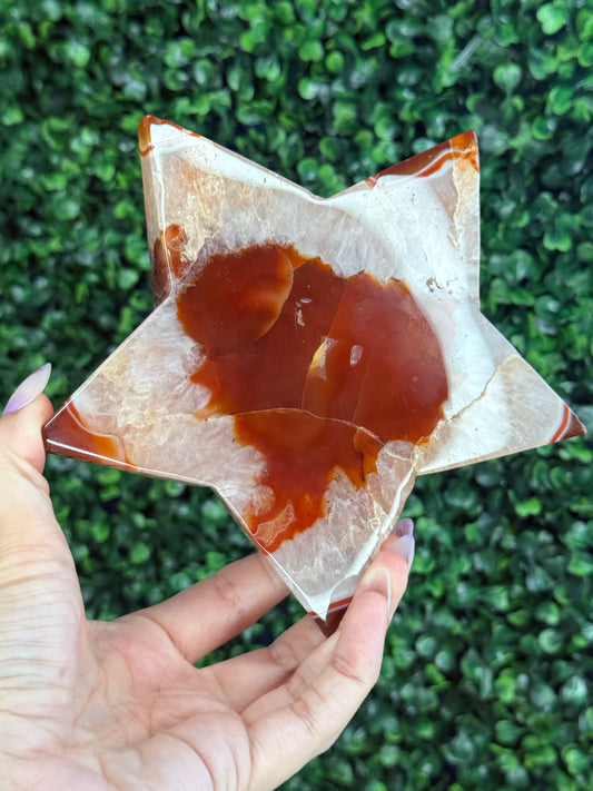 Large Red Agate Star with Stand - 700g