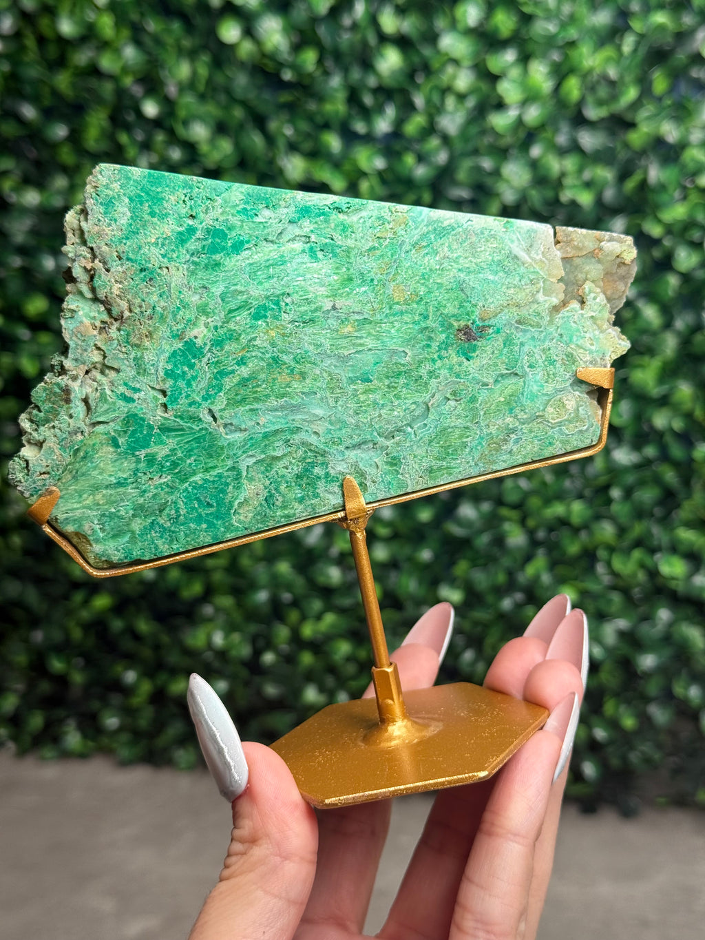 Smithsonite With Chrysocolla Slab with Stand Crystal Carving - Indonesia - C