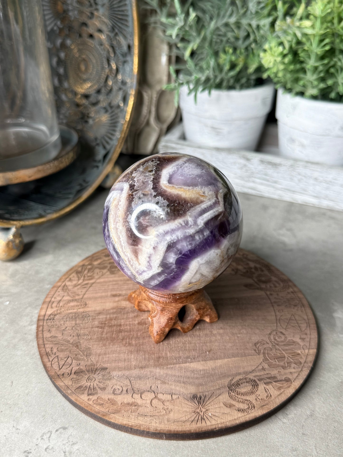 Chevron Dream Amethyst Sphere