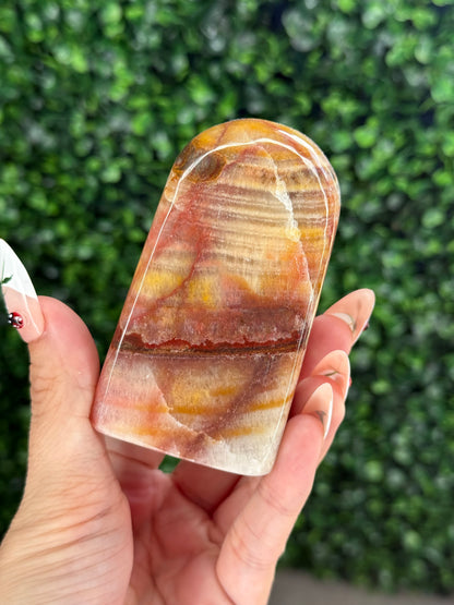 Peach Calcite Freeform Crystal Carving - Pakistan