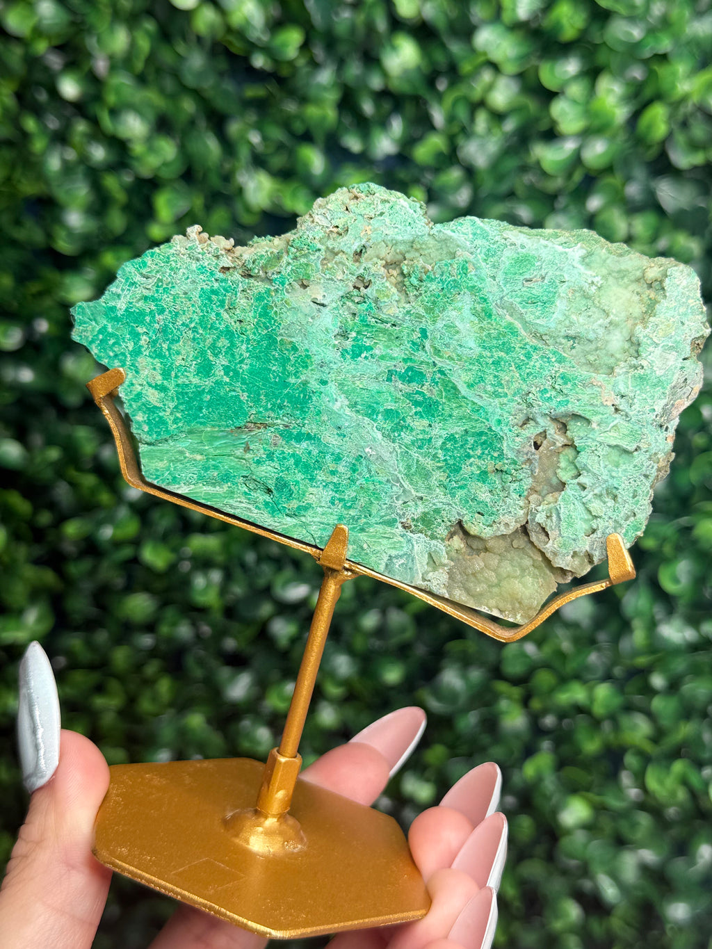 Smithsonite With Chrysocolla Slab with Stand Crystal Carving - Indonesia - B
