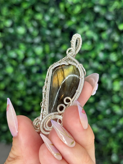 Wire Wrapped Labradorite Pendant from Indonesia