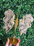 Chocolate Ocean Jasper with Quartz Butterfly Wings from Indonesia