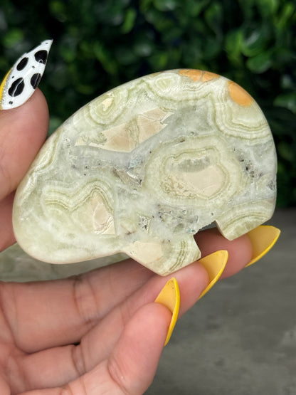 Green Milano Jasper Bear Crystal Carvings - Indonesia