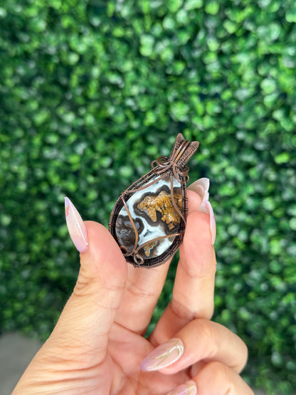 Wire Wrapped Brecciated Jasper Pendant from Indonesia