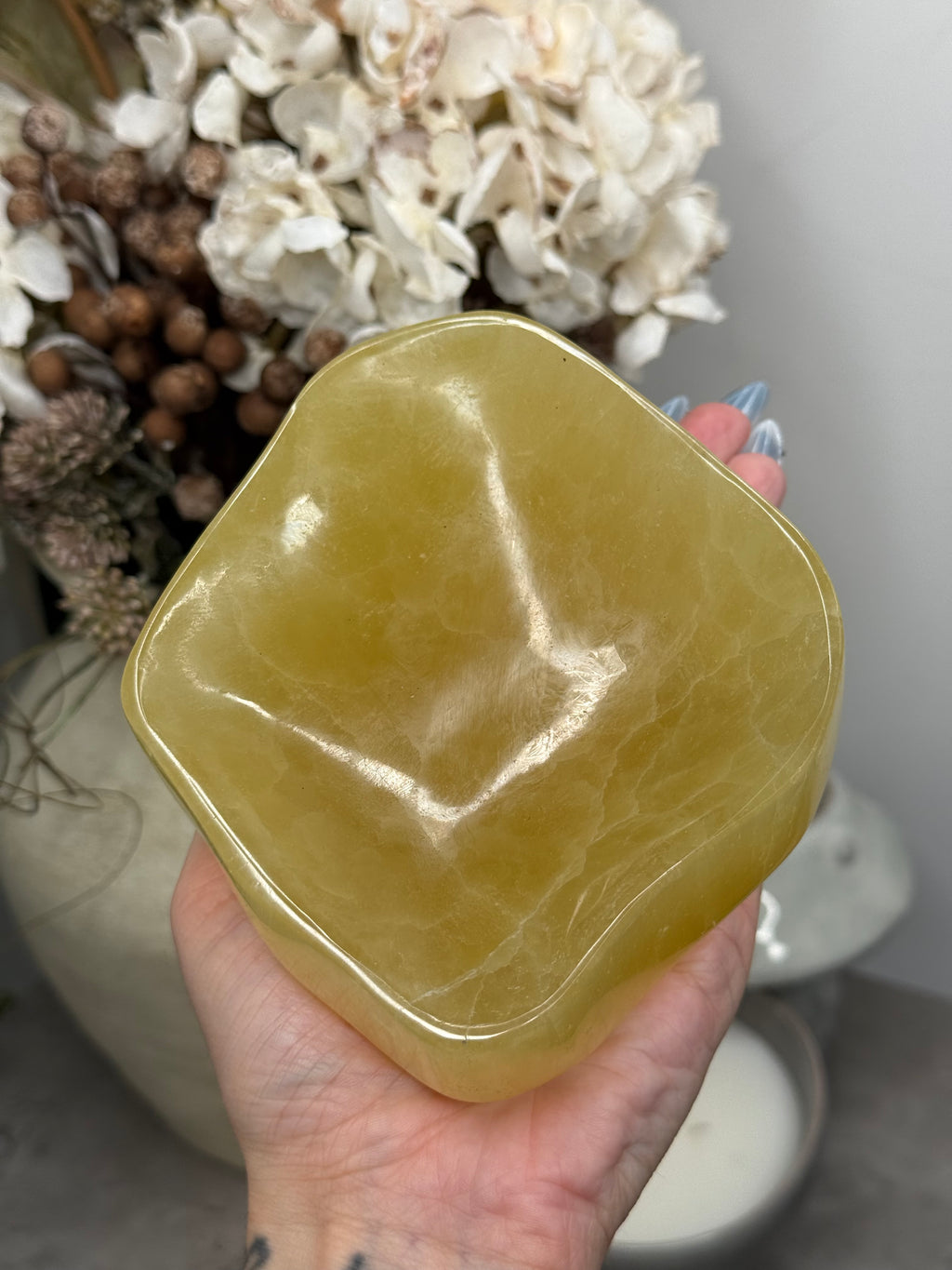 Lemon Calcite Large Bowl Crystal Carving A - Pakistan