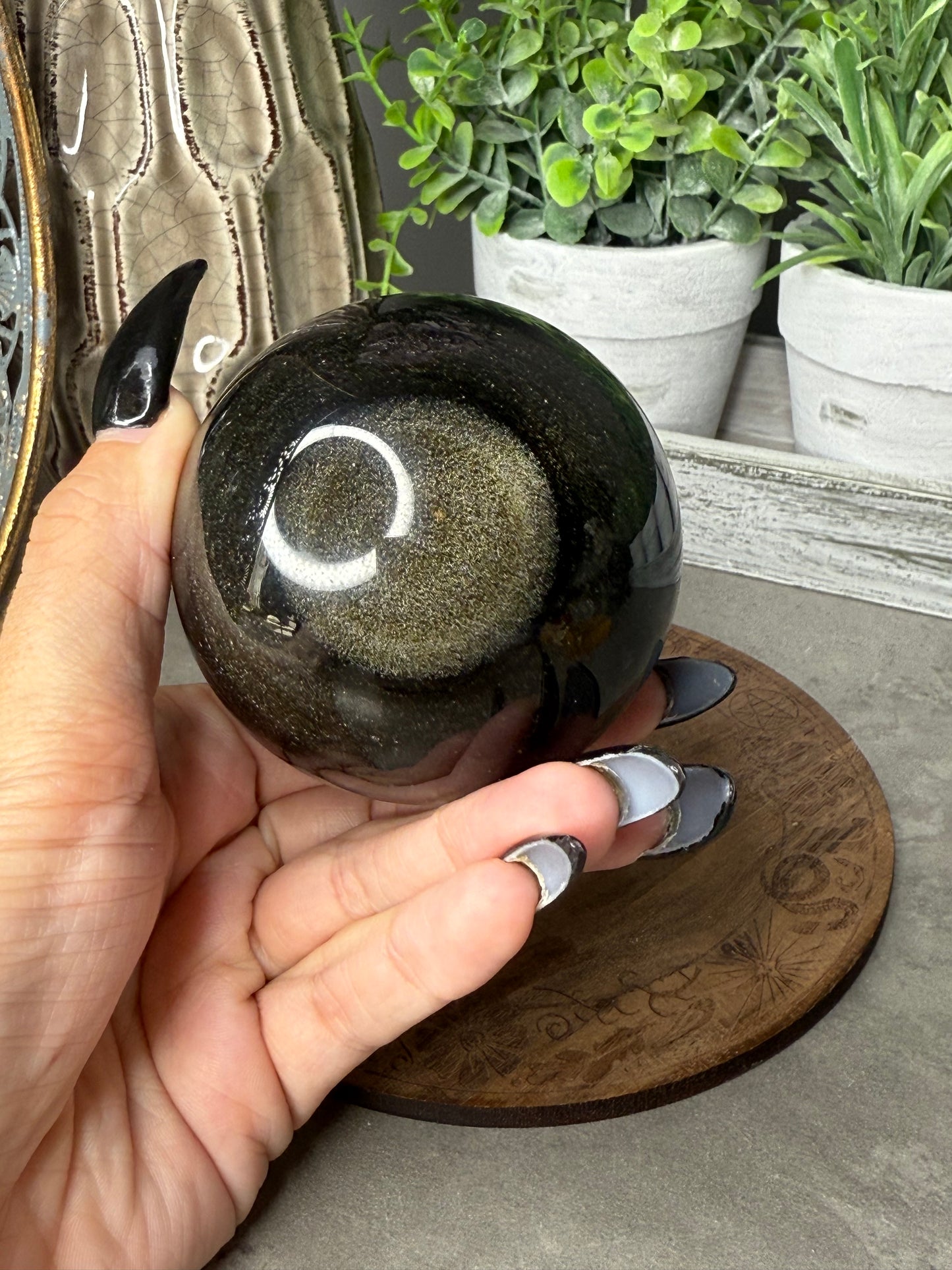 Gold Sheen Obsidian Crystal Sphere