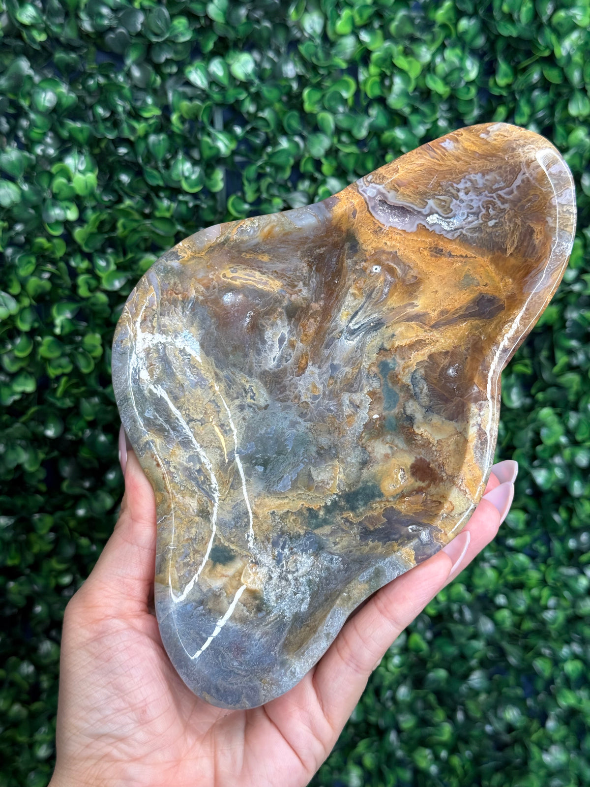 Moss agate & Ocean Jasper Bowl 604g Madagascar