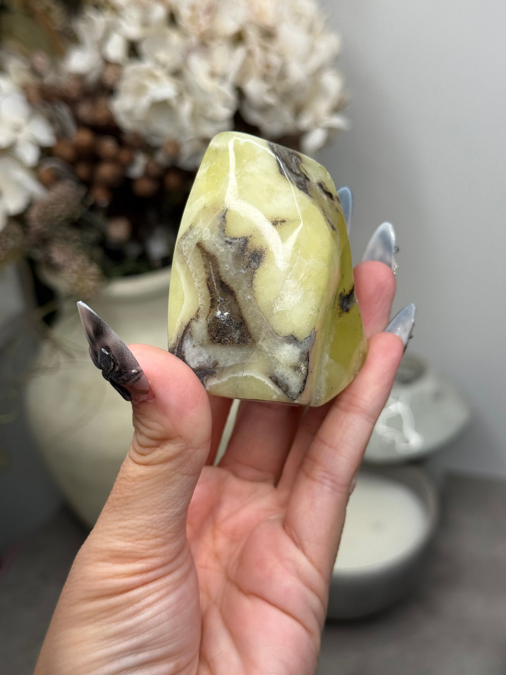 Yellow Aragonite Freeform Crystal Carvings F - Pakistan