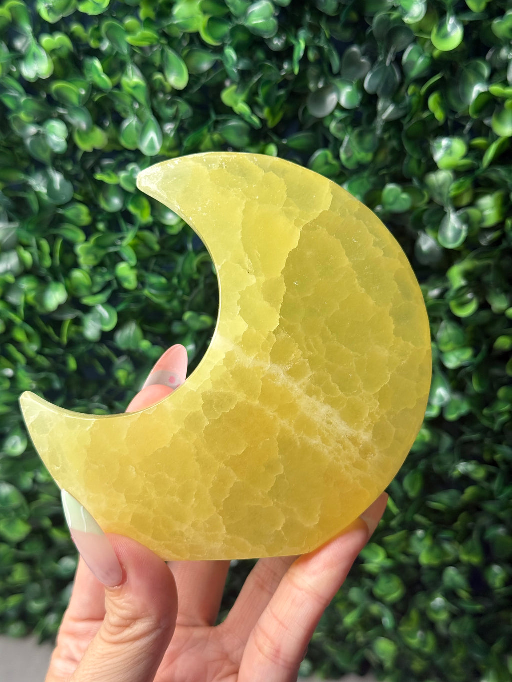Lemon Calcite Standing Moon Crystal Carving - Pakistan - A - Imperfect