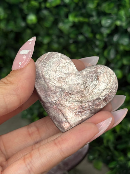 Purple Mica Hearts Crystal Carvings