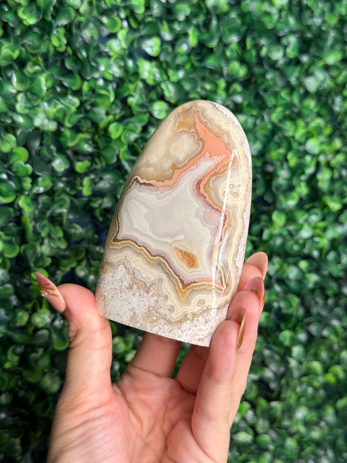 Colourful Crazy Lace Agate Freeform Crystal Carving from Indonesia B