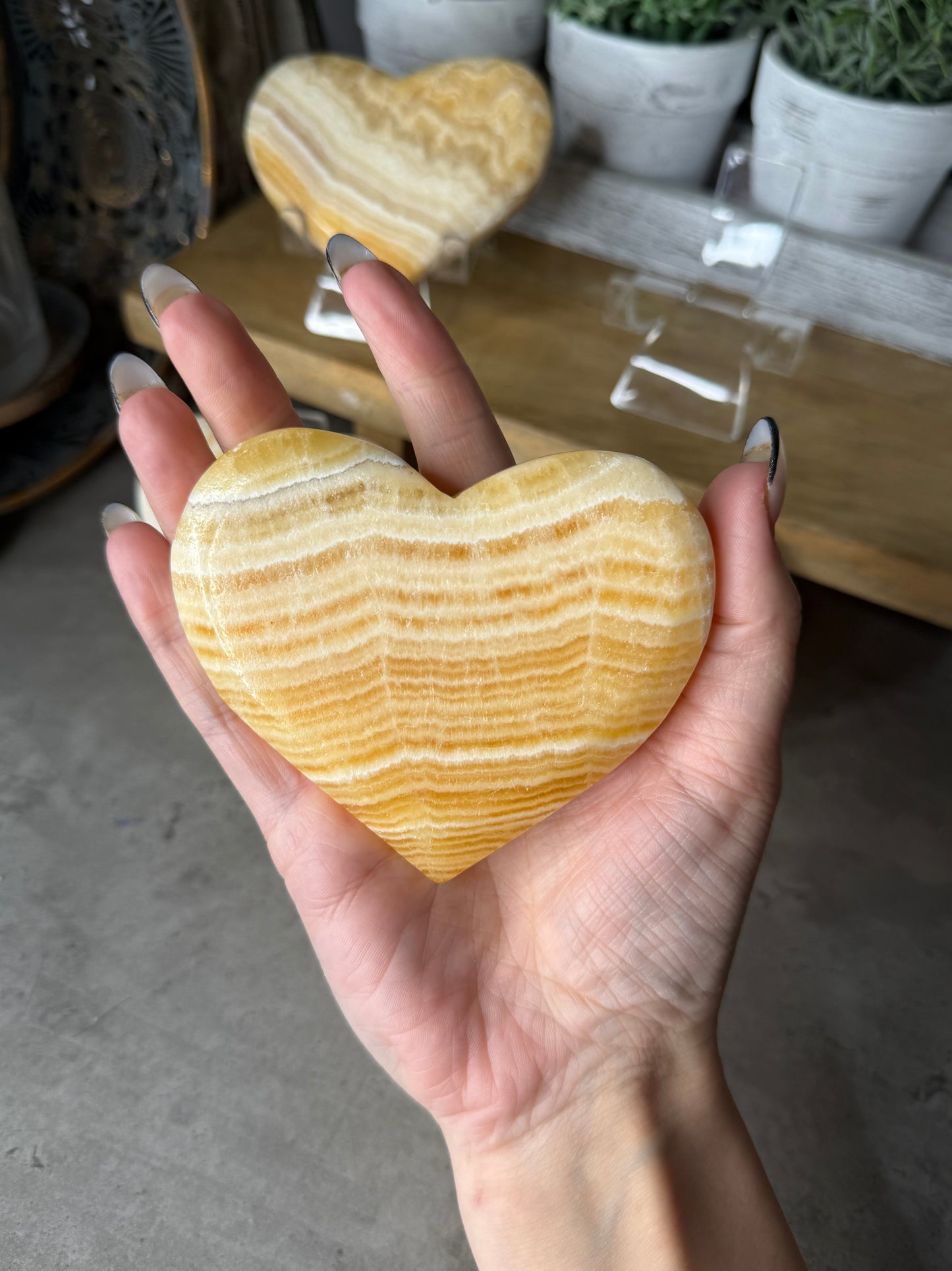 Yellow Calcite Hearts