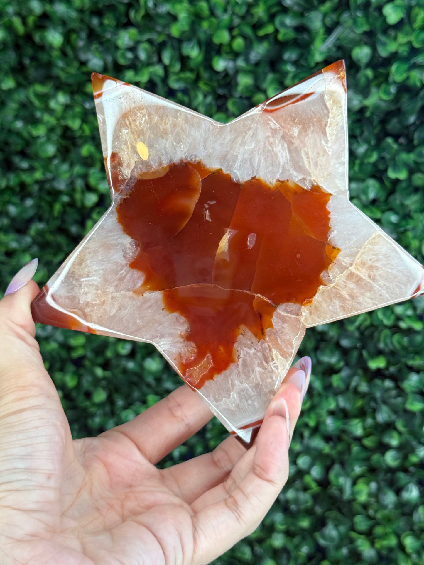 Large Red Agate Star with Stand - 700g