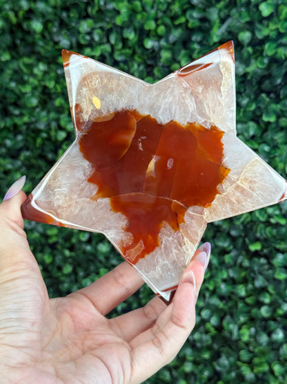 Large Red Agate Star with Stand - 700g