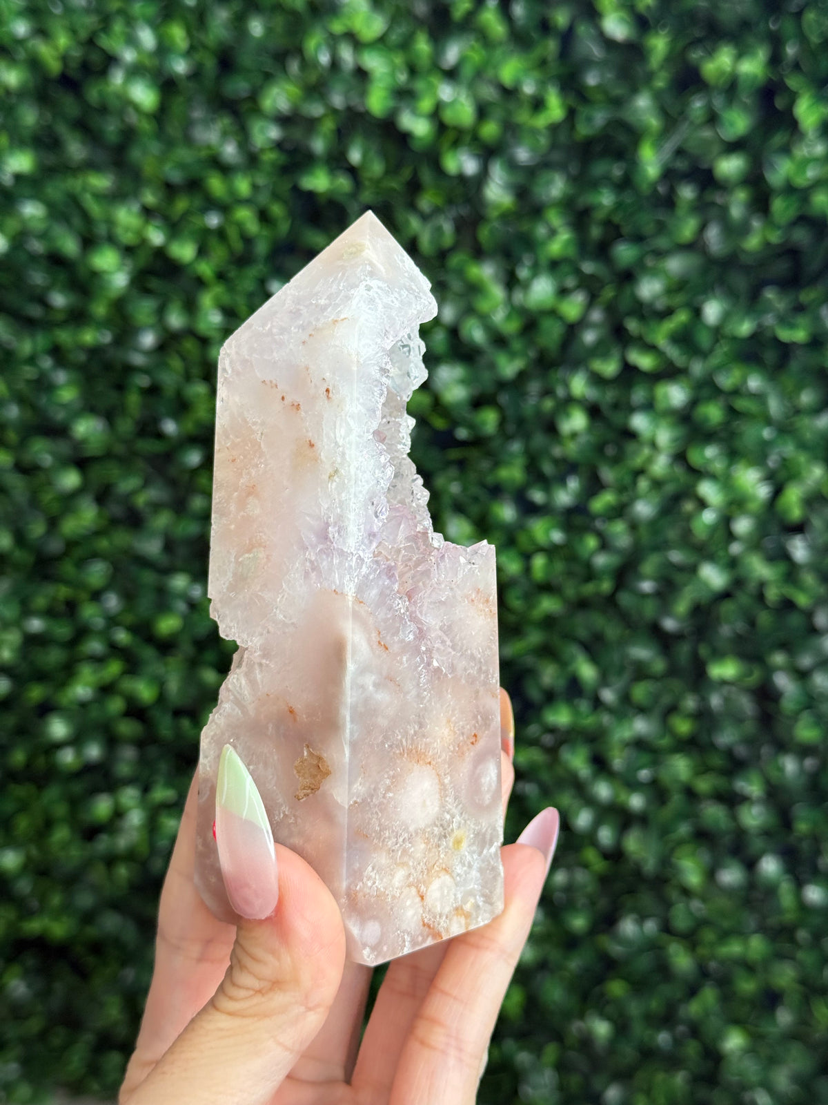 Flower Agate Druzy Tower Crystal Carving B