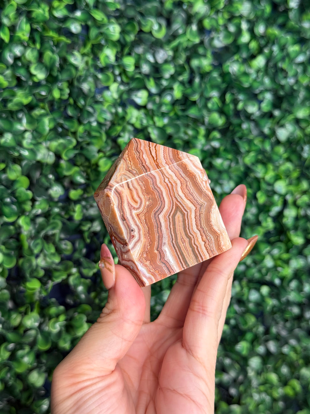 Pink Crazy Lace Agate Domino Tower from Indonesia D