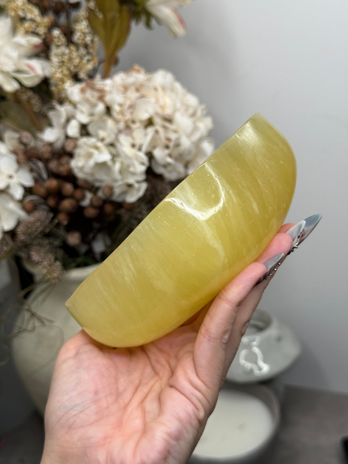Lemon Calcite Large Bowl Crystal Carving B - Pakistan