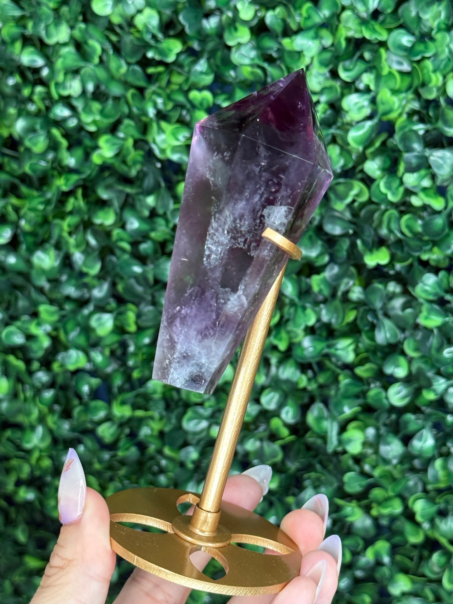 High Quality Amethyst Wand with Custom Gold Stand - 171g with Stand