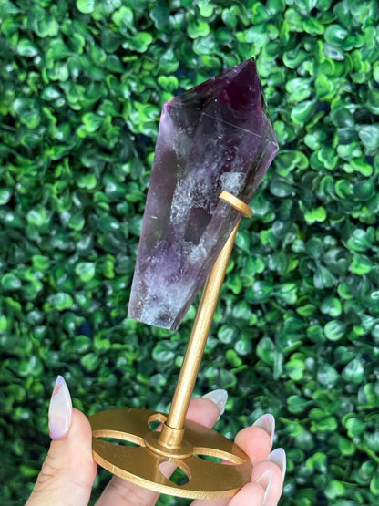 High Quality Amethyst Wand with Custom Gold Stand - 171g with Stand