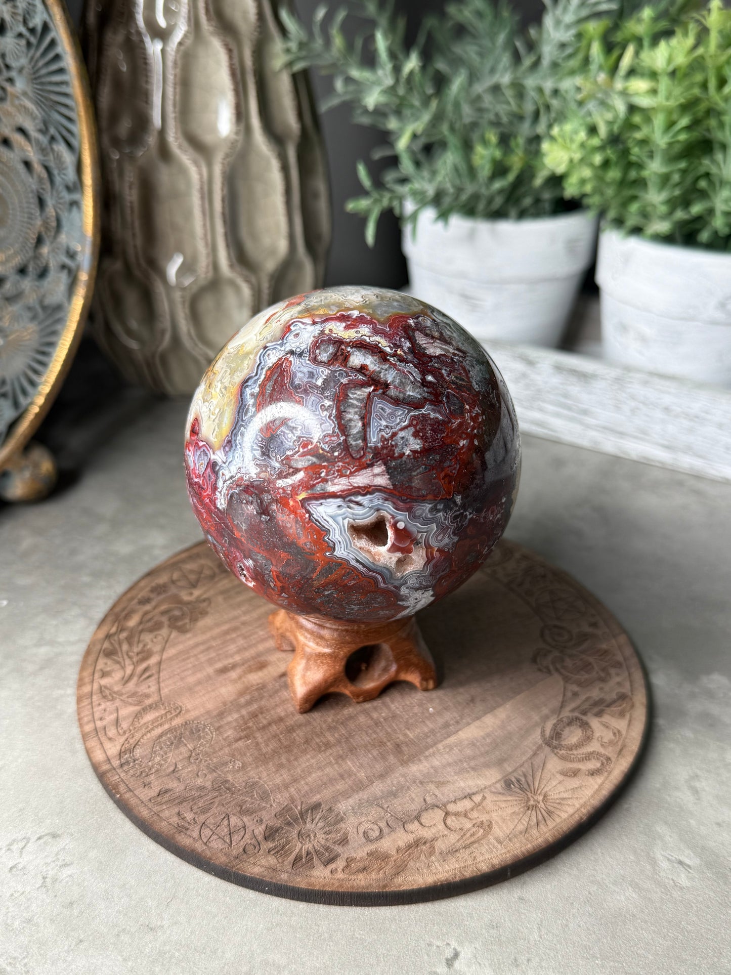 Mexican Lace Druzy Agate Sphere