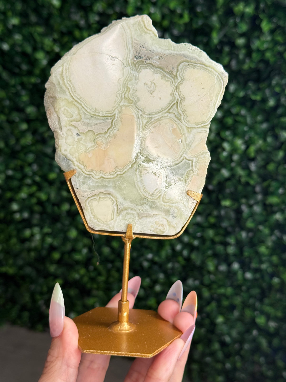 Green Milano Jasper Slab Crystal Carving - Indonesia