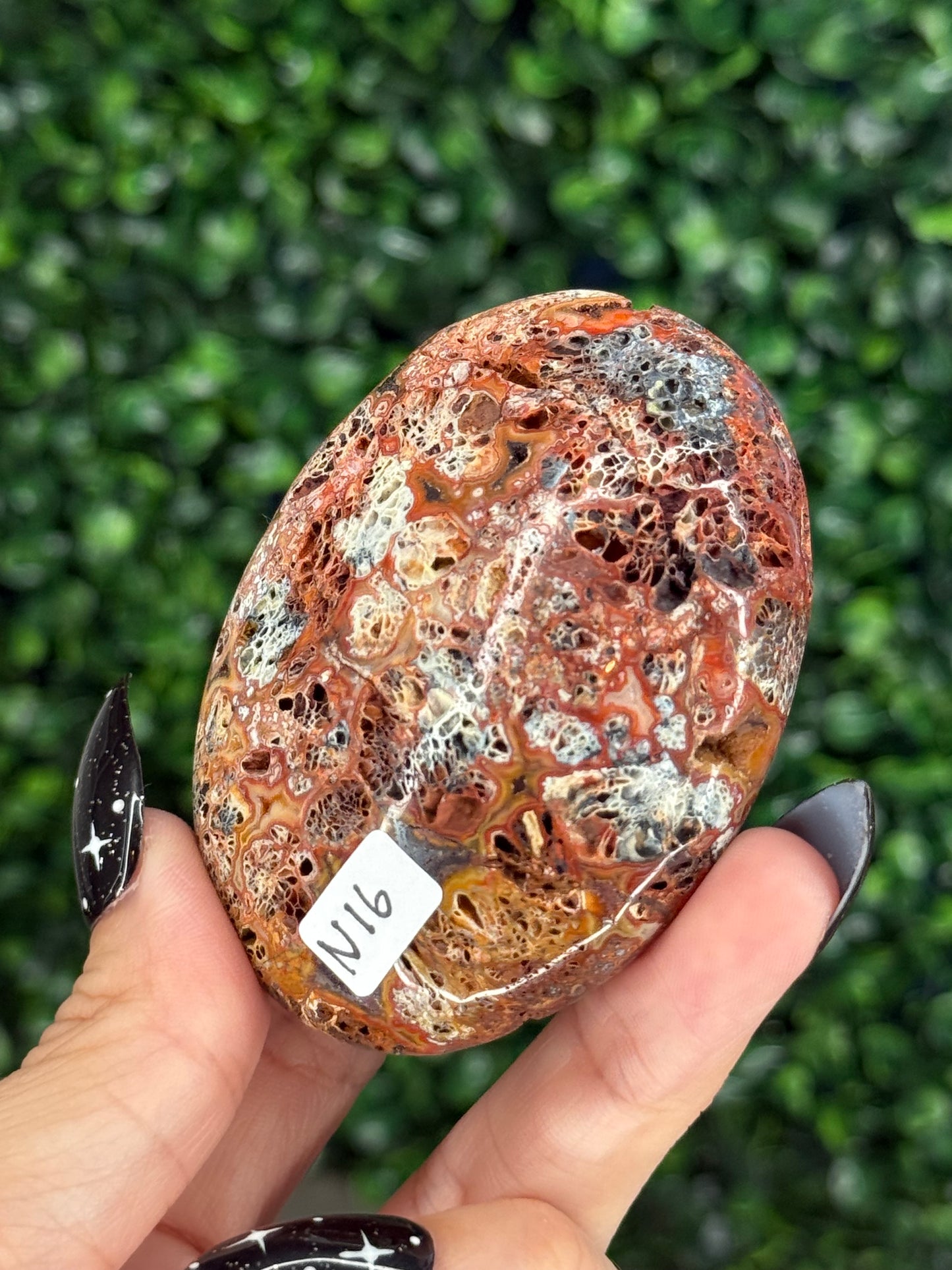 Red Marcasite palmstone Crystal carving N - Indonesia