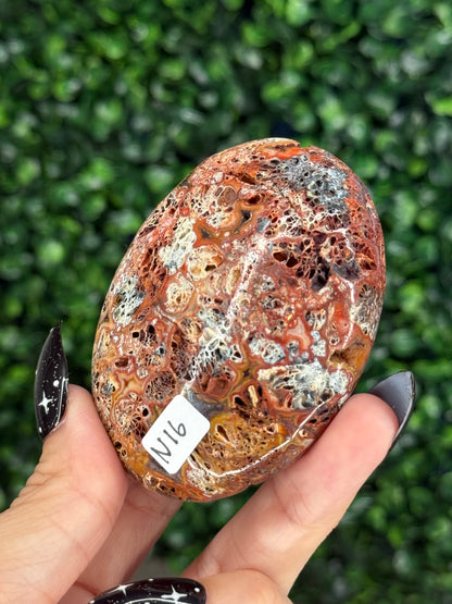 Red Marcasite palmstone Crystal carving N - Indonesia