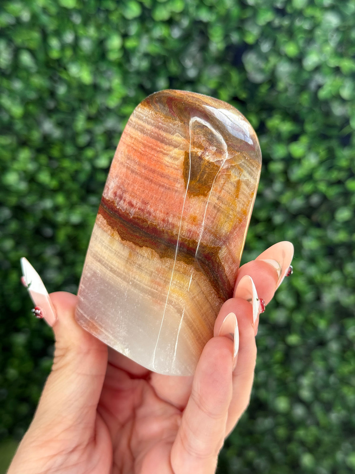 Peach Calcite Freeform Crystal Carving - Pakistan