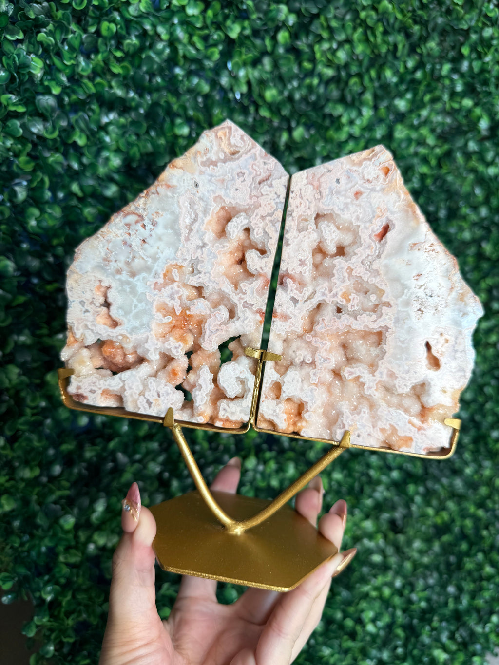 Rare Pink Carnelian Agate Slab Pair from Indonesia