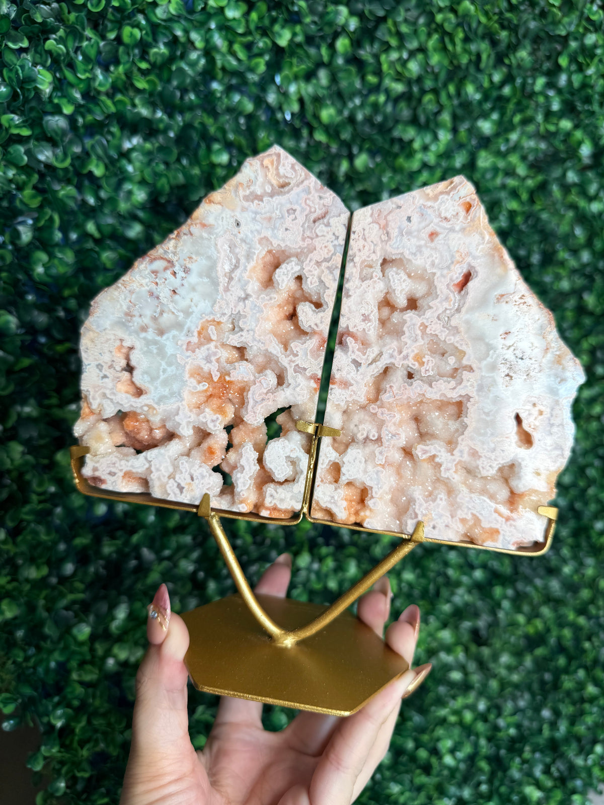 Rare Pink Carnelian Agate Slab Pair from Indonesia