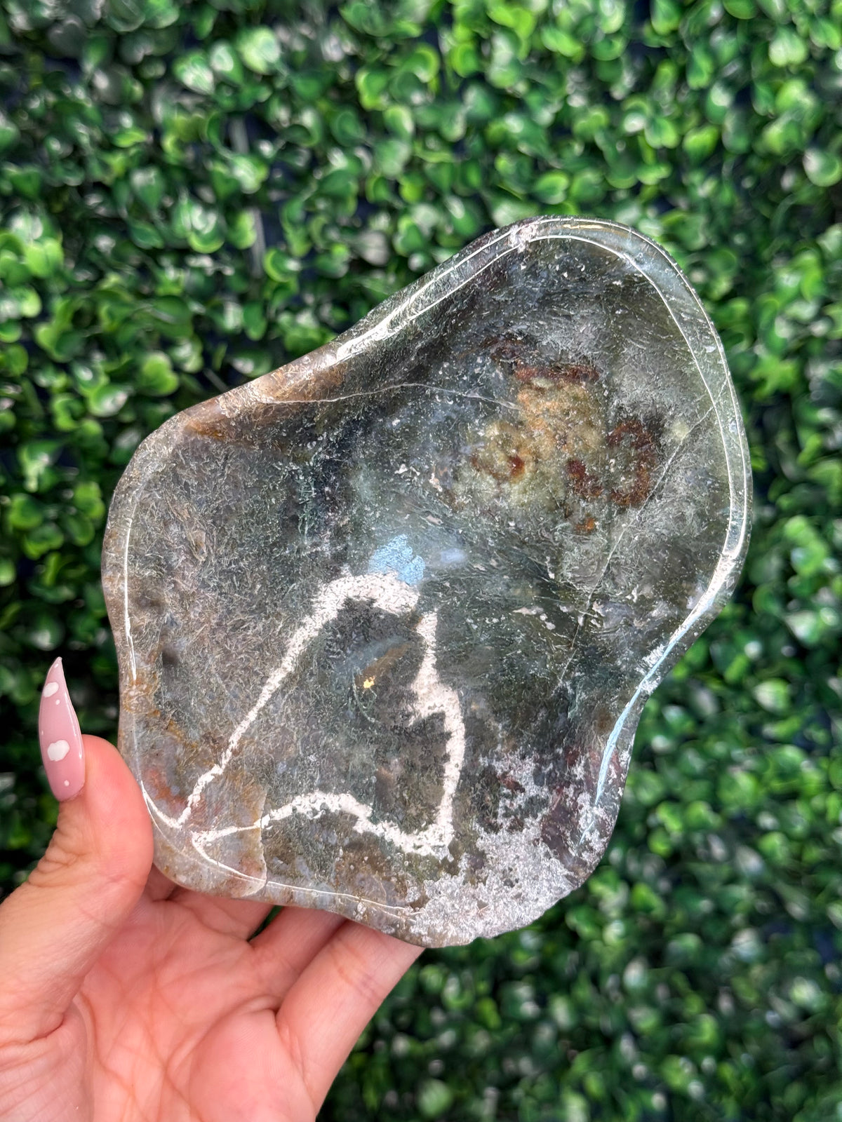 Moss agate & Ocean Jasper Bowl 369g Madagascar - Imperfect