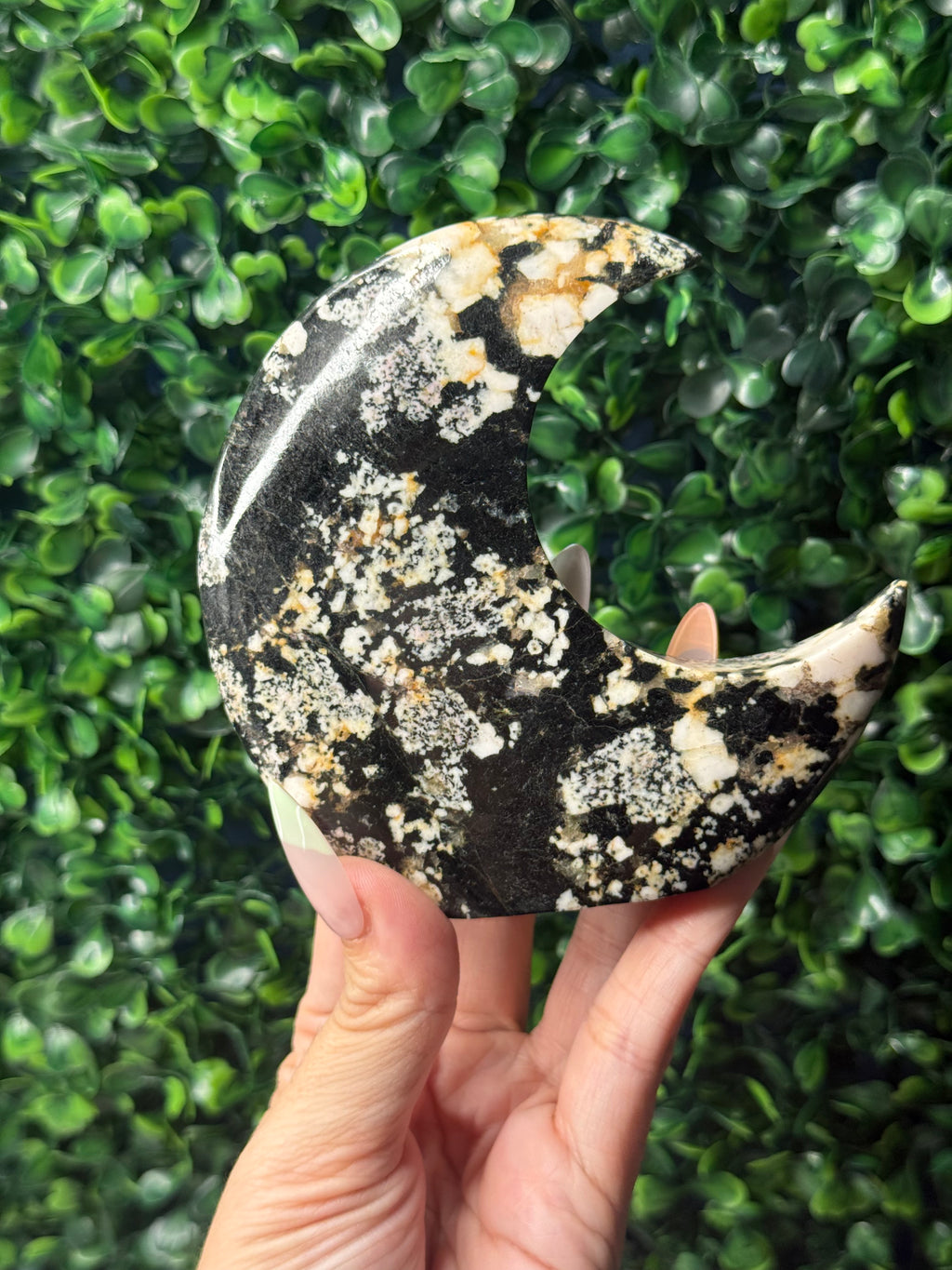 Snowflake Obsidian Standing Moon Crystal Carving - Pakistan - A