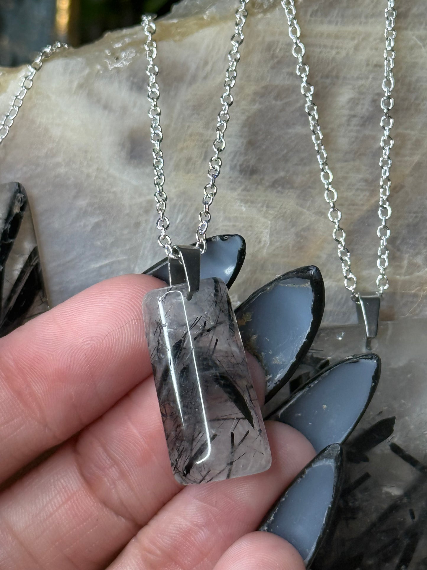 Tourmaline In Quartz Crystal Pendants