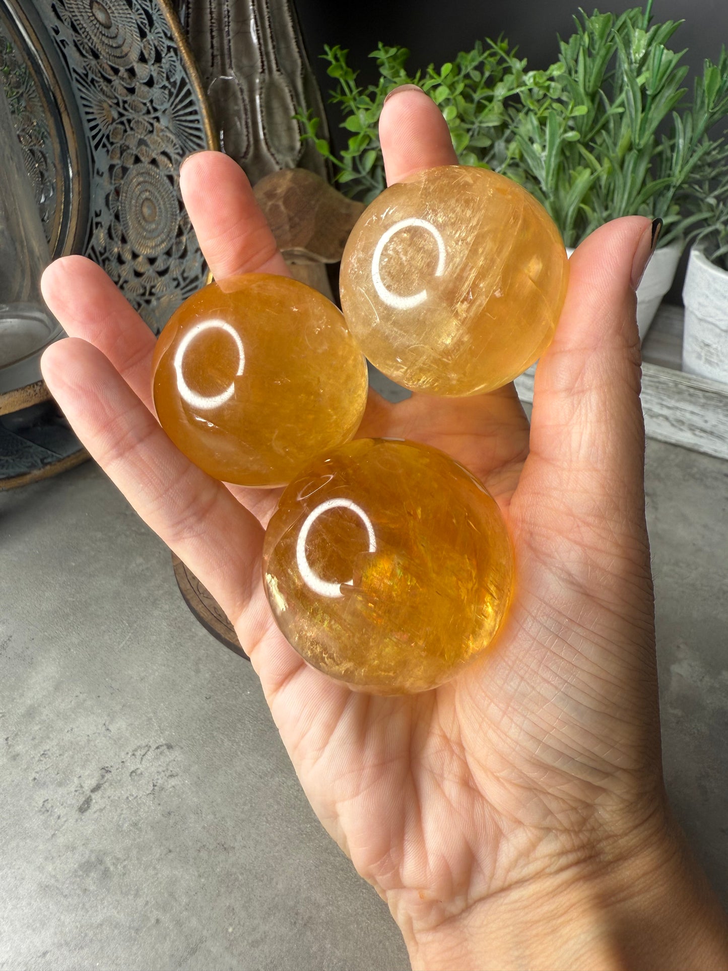 AAA Honey Calcite Crystal Spheres