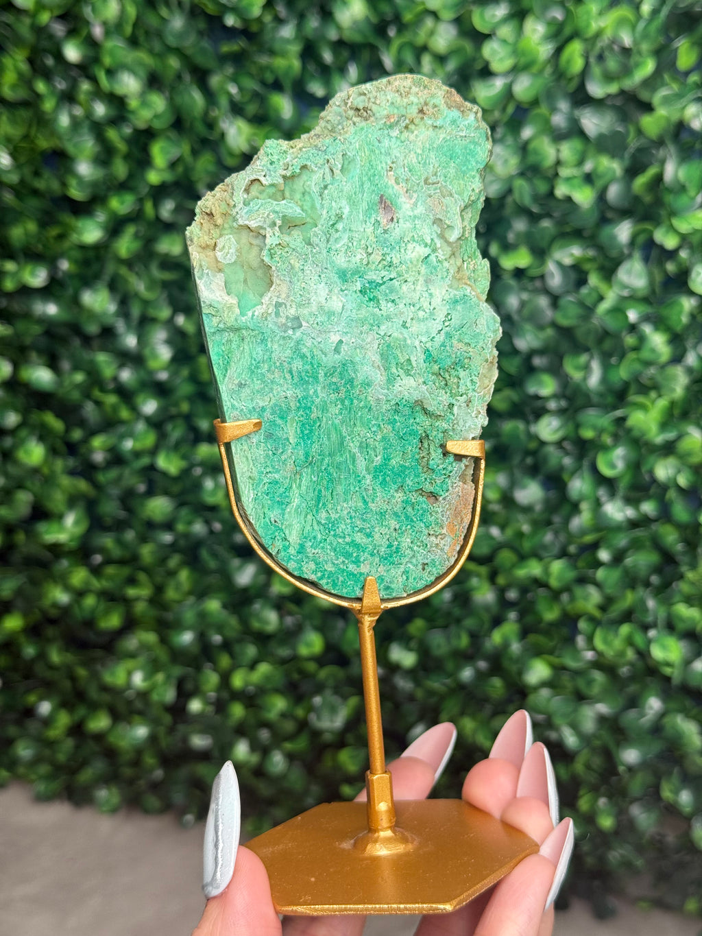 Smithsonite With Chrysocolla Slab with Stand Crystal Carving - Indonesia - A