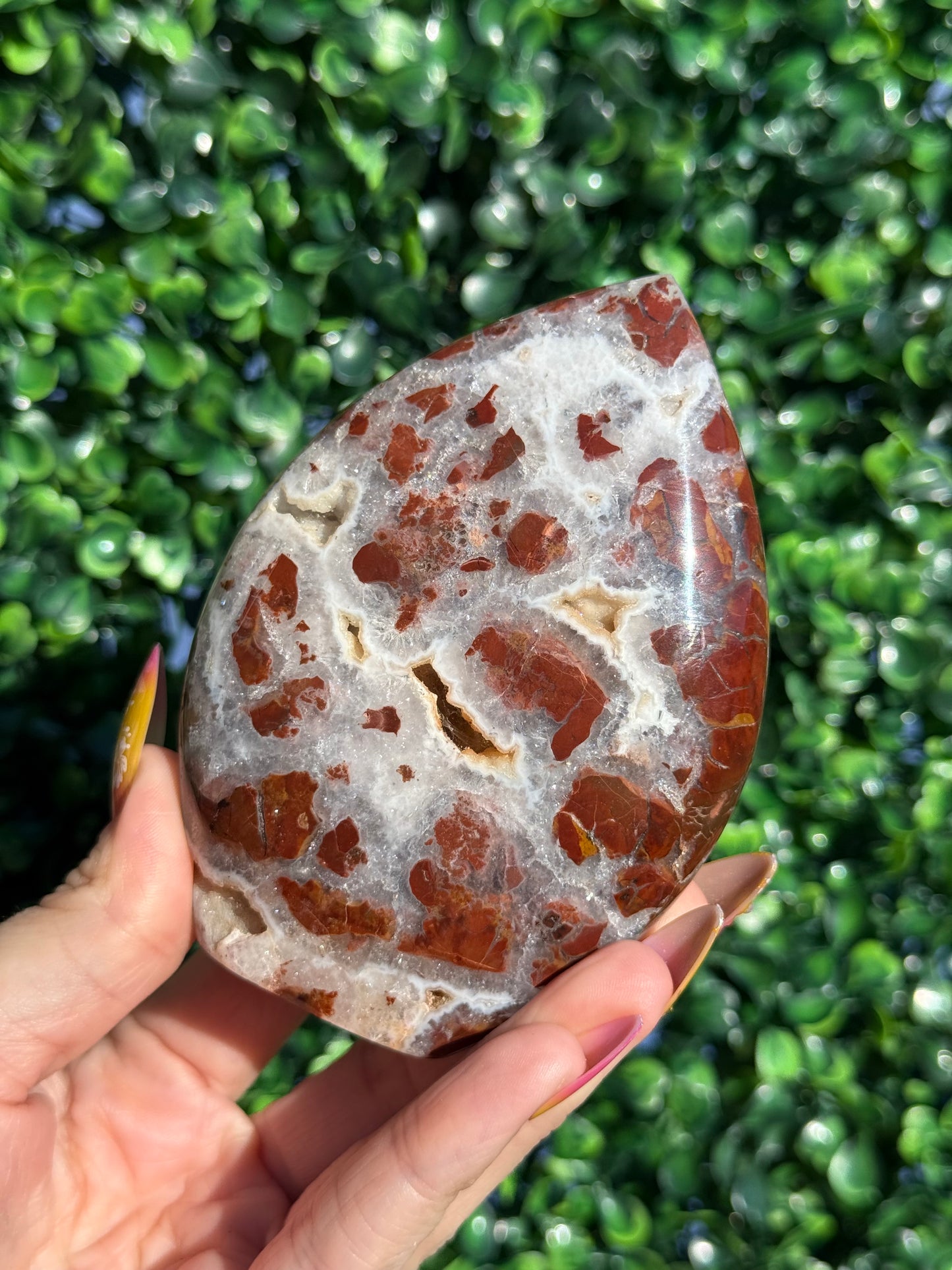 Red Brecciated Jasper Druzy Crystal Teardrops - Indonesia