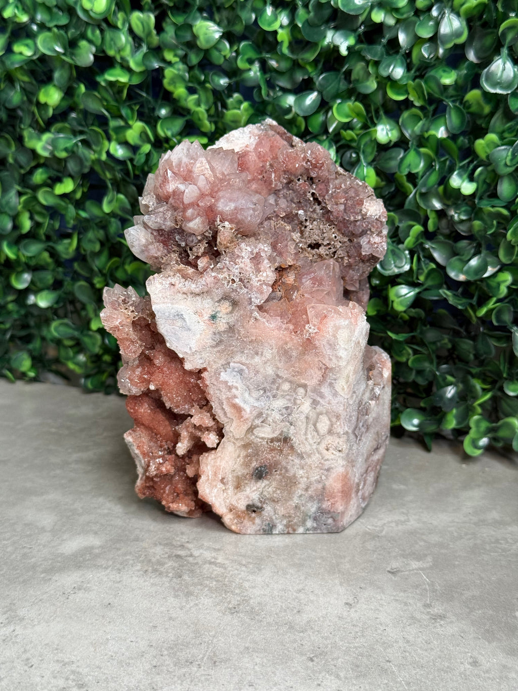 Pink Amethyst Druzy Half Polished Crystal Tower