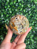 Half Polished Smithsonite Sphere Crystal Carving from Indonesia