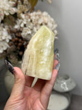 Yellow Aragonite Freeform Crystal Carvings K - Pakistan