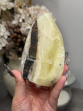 Yellow Aragonite Freeform Crystal Carvings R - Pakistan
