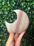 Pink Banded Onyx Standing Moon Crystal Carving - Pakistan - B