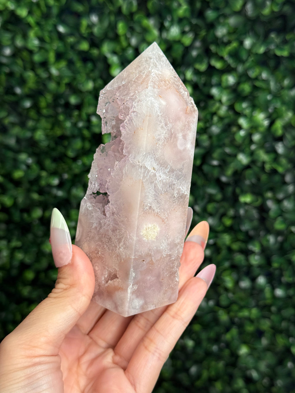 Flower Agate Druzy Tower Crystal Carving A
