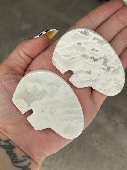 White Plume Agate Bear Crystal Carvings - Indonesia