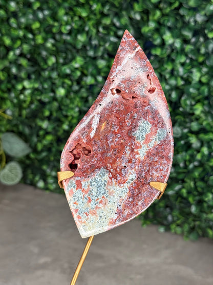 Red Marcasite Teardrop Freeform Crystal carving - Indonesia