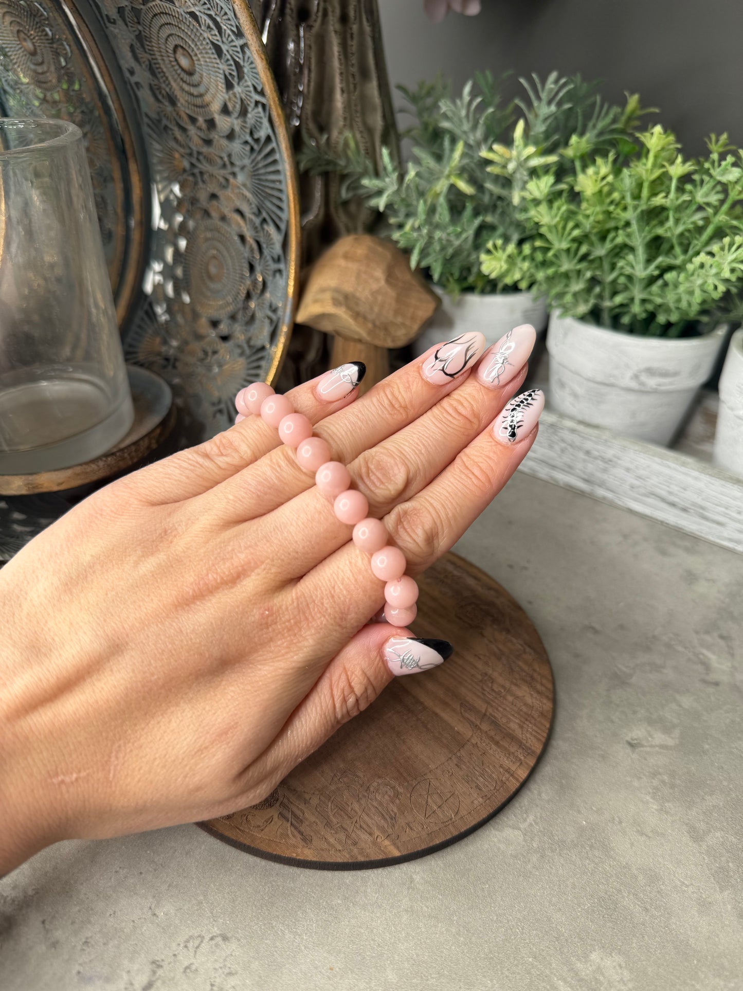 Pink Opal Crystal Beaded Bracelet