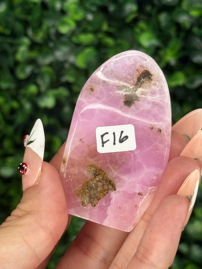 Pink Aragonite AAA with gold Stand from Afghanistan F