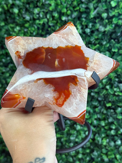 Large Red Agate Star with Stand - 700g