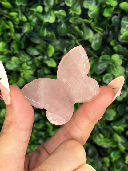 Small Rose Quartz Mini Butterfly Crystal Carvings